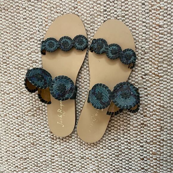 Jack Rogers Lauren Snake Print Sandals - Picture 2 of 9